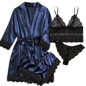 Women's Satin Pajama Set 4pcs  Size 3XL